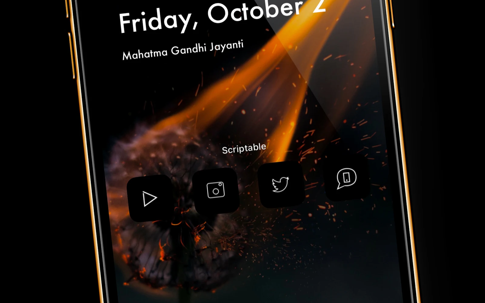 Smartphone lock screen showing the time on a dark background
