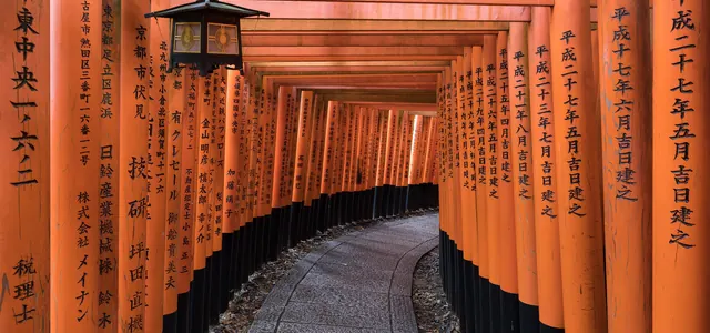 Orange torii gates at Fushimi Inari Taisha in Kyoto